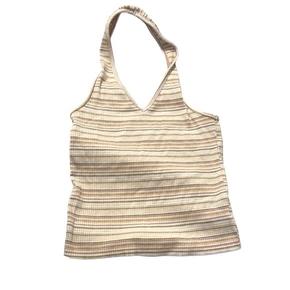American Eagle Outfitters Tops - American Eagle Outfitters Women’s Striped Tan Neutrals Halter Tank Top Size XS
